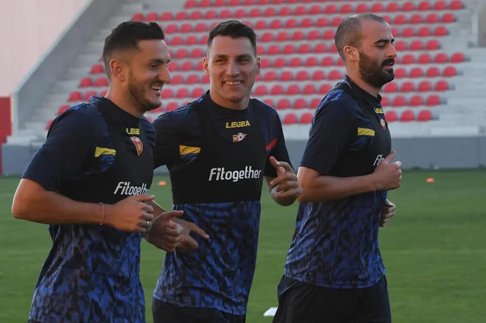 Marko Vukčević, Risto Radunović i Miloš Raičković na treningu, Foto: FSCG