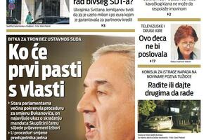 Naslovna strana "Vijesti" za petak 23. septembar