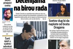 Naslovna strana "Vijesti" za 26. septembar 2022.