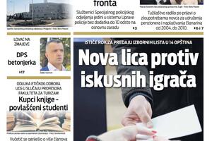Naslovna strana "Vijesti" za 27. septembar 2022.