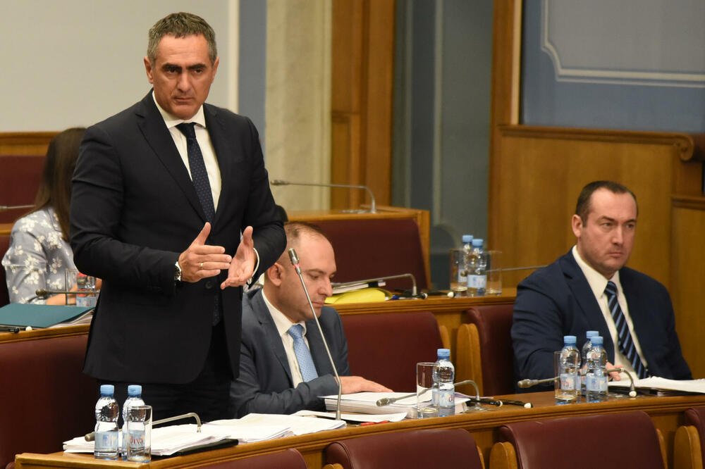 Nema mjesta za paniku: Damjanović sa saradnicima u parlamentu-, Foto: Luka Zekovic