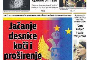Naslovna strana "Vijesti" za 29. septembar 2022.