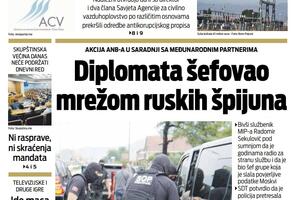 Naslovna strana "Vijesti" za 30. septembar 2022.