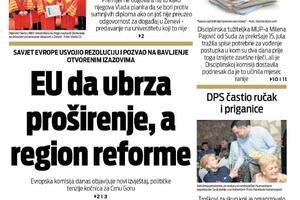 Naslovna strana "Vijesti" za 12. oktobar 2022. godine