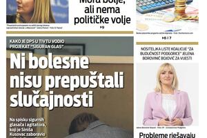 Naslovna strana "Vijesti" za 14. oktobar 2022. godine