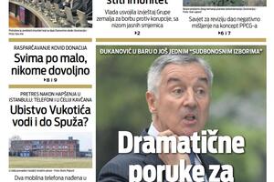 Naslovna strana "Vijesti" za 15. oktobar 2022. godine