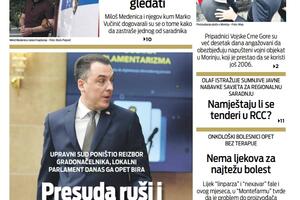 Naslovna strana "Vijesti" za 20. oktobar 2022. godine