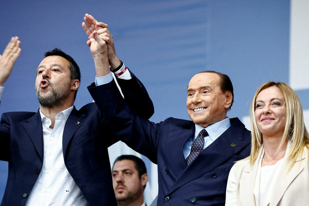 Salvini, Berluskoni i Melonijeva tokom predizborne kampanje