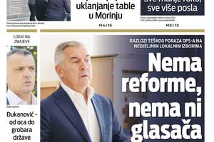 Naslovna strana "Vijesti" za 25. oktobar 2022. godine