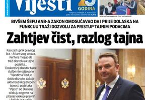 Naslovna strana "Vijesti" za 31. oktobar 2022.