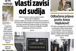 Naslovna strana "Vijesti" za 1. novembar 2022.