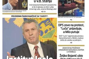 Naslovna strana "Vijesti" za 7. novembar 2022.