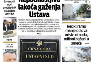 Naslovna strana "Vijesti" za 8. novembar 2022.
