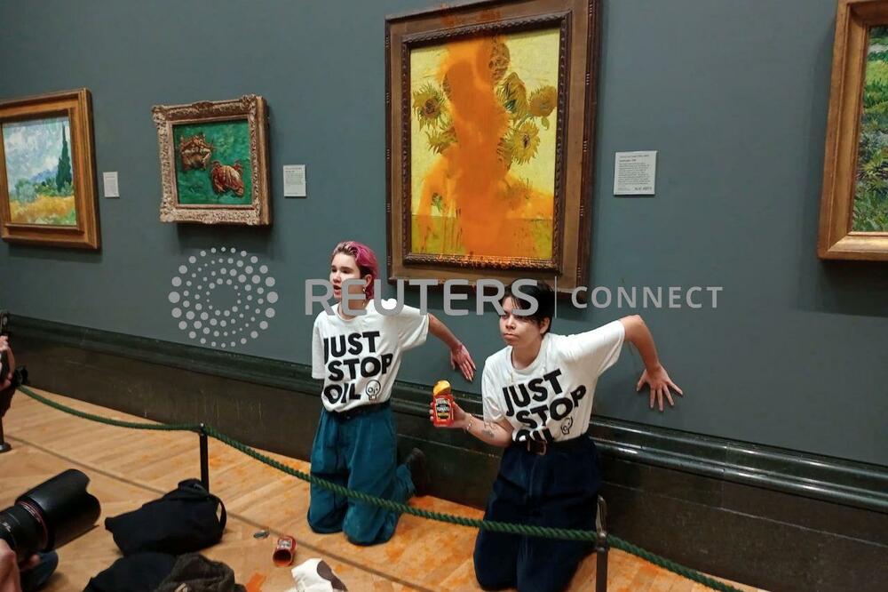 Ekološki aktivisti su nedavno oštetitli sliku Van Goga u londnoskom muzeju, Foto: Reuters