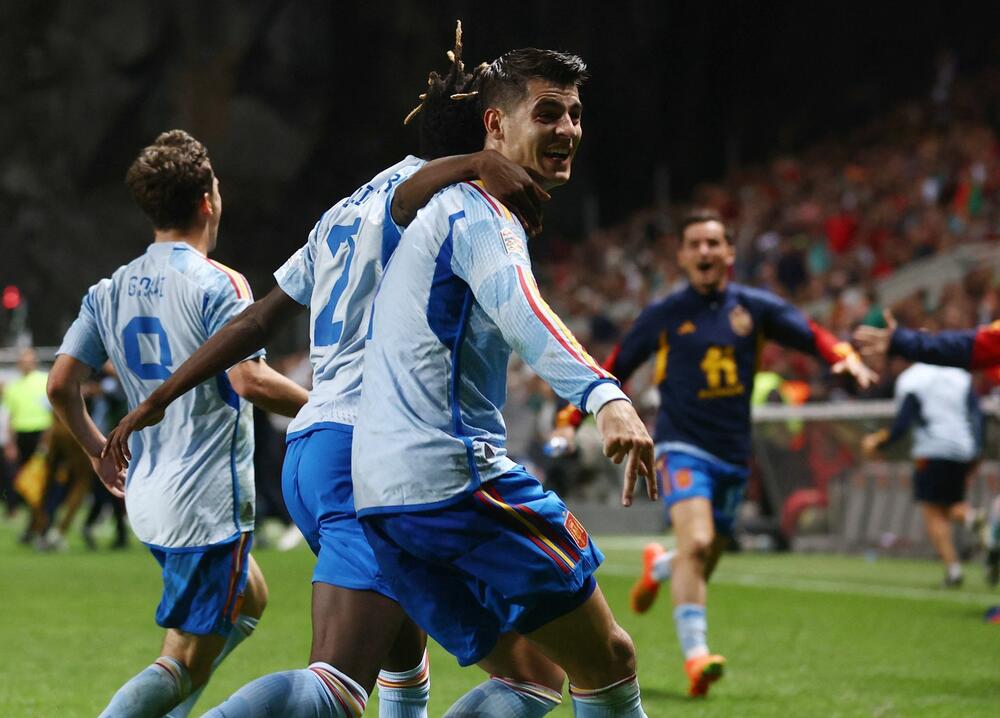 Alvaro Morata slavi gol Španaca za plasman na fajnl-for Lige nacija