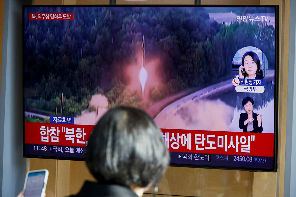Prikaz ispaljivanja rakete Sjeverne Koreje: Detalj iz Seula, glavnog grada Južne Koreje, Foto: Reuters