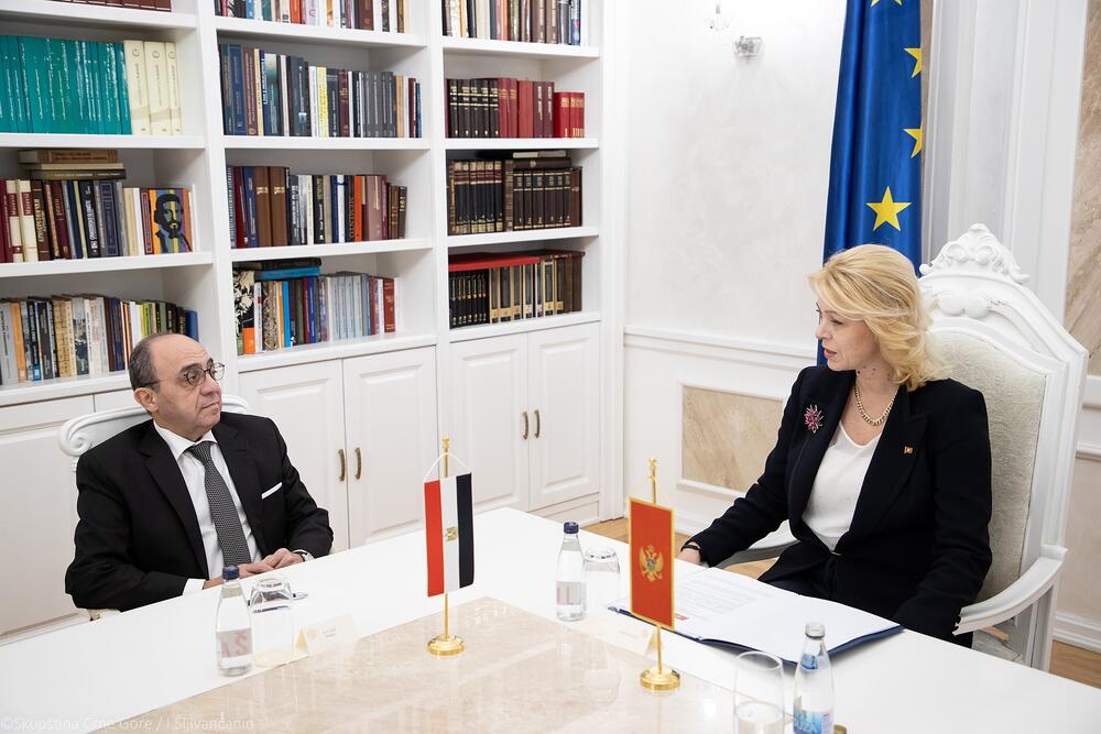 <p>Đurović je danas primila u oproštajnu posjetu nerezidentnog ambasadora Egipta Saida Hindama</p>