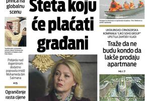Naslovna strana "Vijesti" za 23. novembar 2022. godine