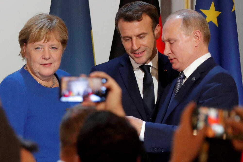Merkel, Makron i Putin nakon samita u Parizu 9. decembra 2019., Foto: Rojters