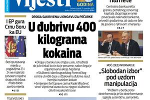 Naslovna strana "Vijesti" za 25. novembar 2022.