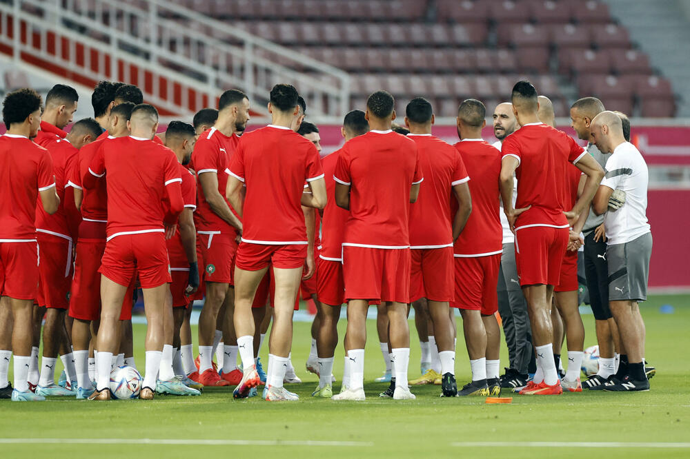 Fudbaleri Maroka na posljednjem treningu pred današnji meč, Foto: Reuters
