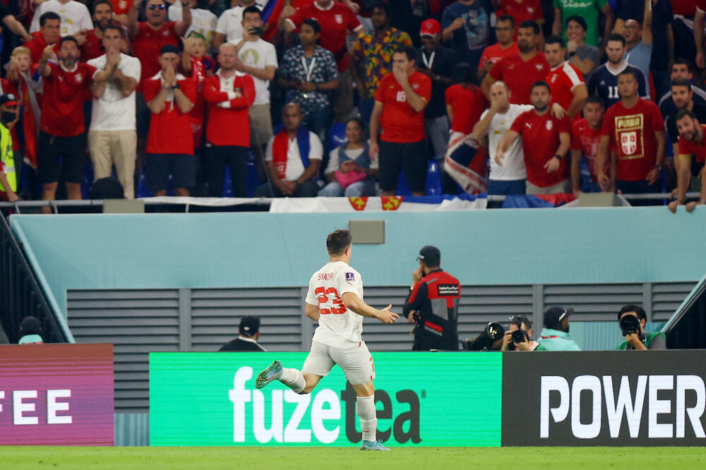 Šaćiri slavi gol protiv Srbije, Foto: Reuters