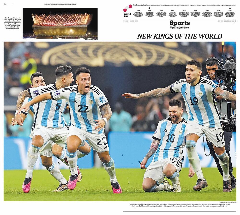 <p>Možda je najkreativniji bio katalonski „Sport”, koji je napisao „Bog postoji”, ali je na španskom napisao bog (dios) sa Mesijevom desetkom - D10S</p>