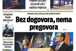 Naslovna strana "Vijesti" za 22. decembar 2022.
