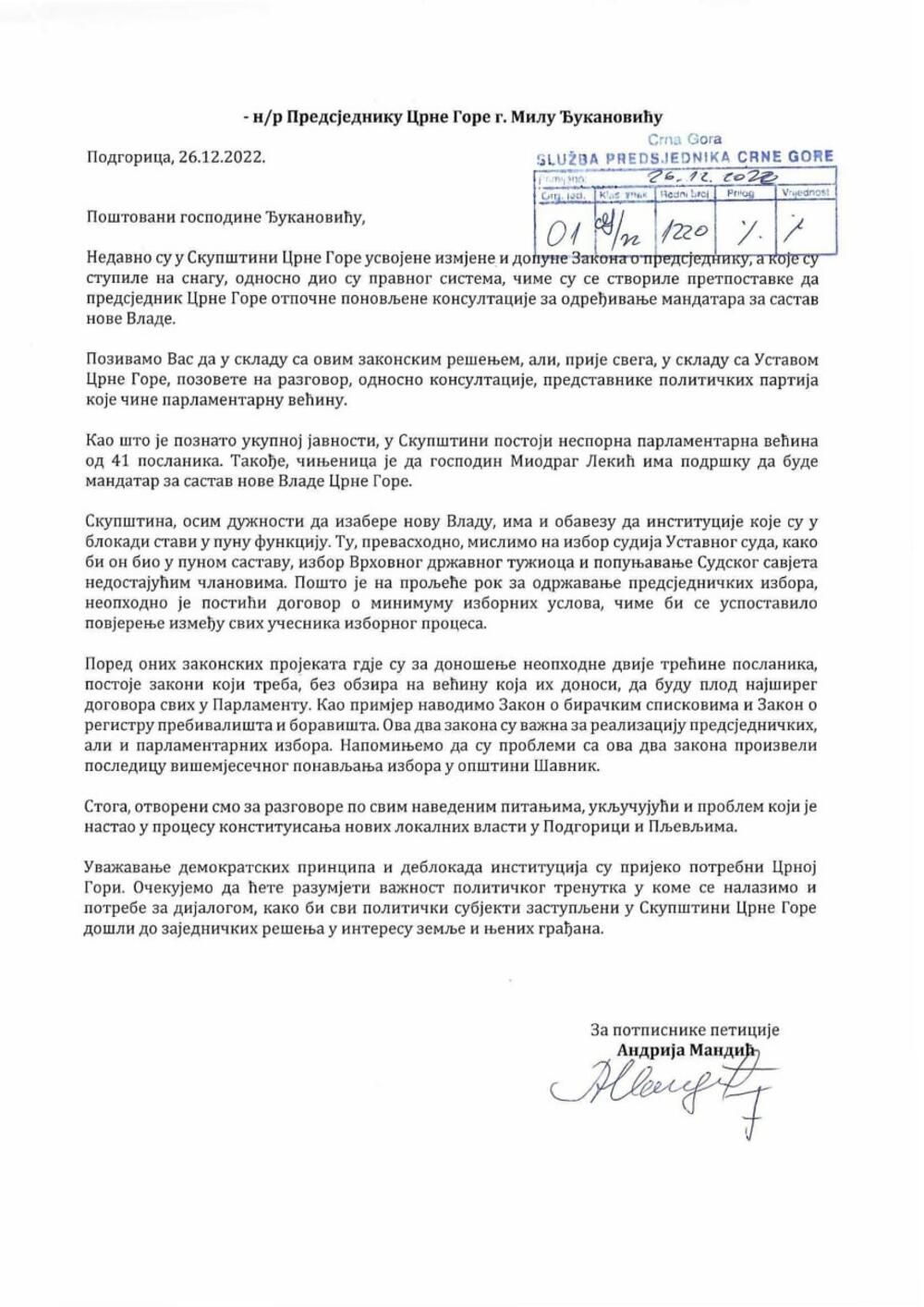 dopis Mandića