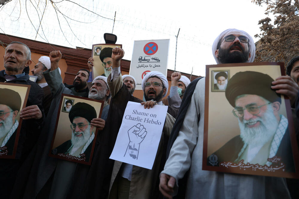 Protest osude francuskog časopisa Šarli ebdo u Teheranu, Foto: Reuters