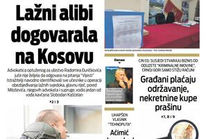 Naslovna strana "Vijesti" za 15. januar 2023.