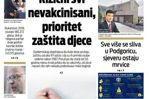 Naslovna strana "Vijesti" za 18. januar 2023.