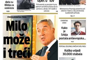 Naslovna strana "Vijesti" za 19. januar 2023.