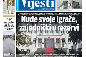 Naslovna strana "Vijesti" za 21. januar 2023.