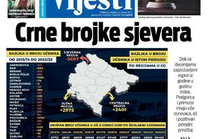 Naslovna strana "Vijesti" za 22. januar 2023.