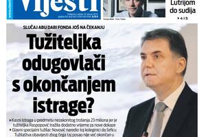 Naslovna strana "Vijesti" za 25. januar 2023.