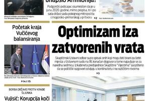 Naslovna strana "Vijesti" za 28. januar 2023. godine