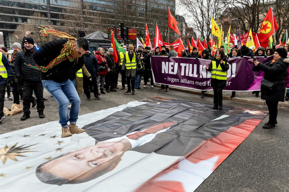 Demonstracije protiv turskog predsjednika u Stokholmu 21. januara, Foto: REUTERS