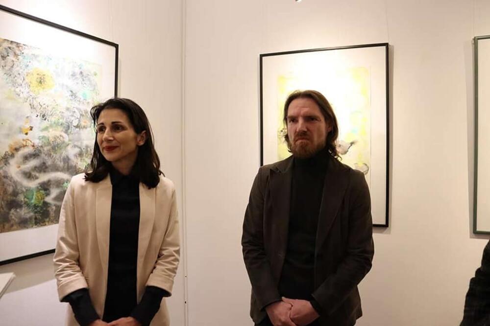 Sa otvaranja izložbe: Vera Virijević Mitrović i Aco Mitrović, Foto: Gradska galerija Kotor