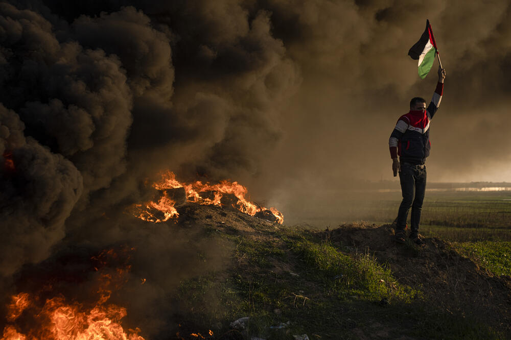 Palestinci na istoku Gaze protestuju zbog izraelskog upada u Dženin, Foto: Rojters