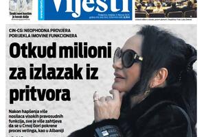 Naslovna strana "Vijesti" za 5. februar 2023. godine