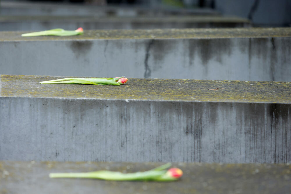 Cvijeće na Memorijalu za žrtve holokausta u Berlinu
