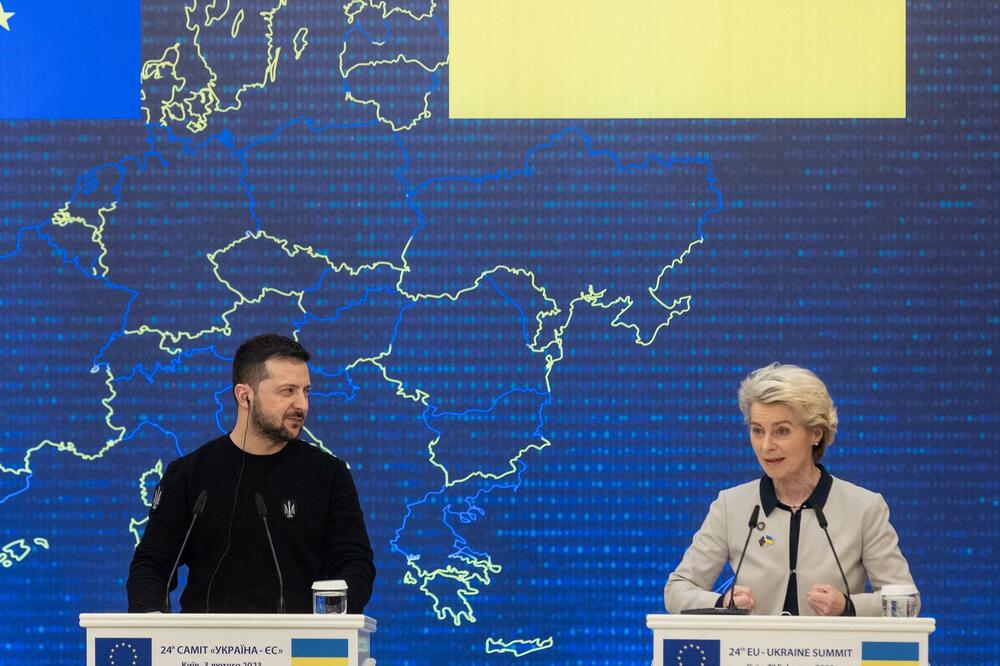 Mišel, Zelenski i fon der Lajen nakon Samita EU, Foto: Reuters