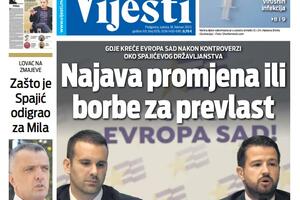 Naslovna strana "Vijesti" za 18. februar 2023. godine