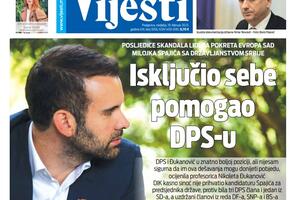 Naslovna strana "Vijesti" za 19. februar 2023.