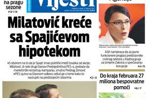 Naslovna strana "Vijesti" za 21. februar 2023.