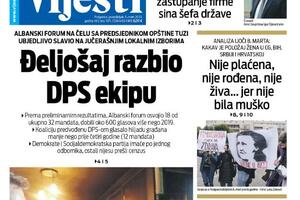 Naslovna strana "Vijesti" za 6. mart 2023. godine