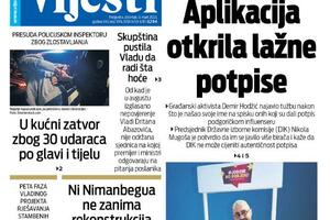 Naslovna strana "Vijesti" za 9. mart 2023.