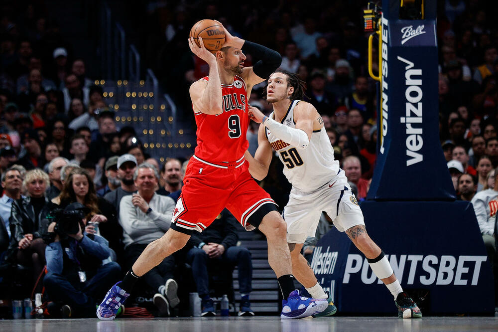 Vučević u duelu sa Eronom Gordonom, Foto: Reuters