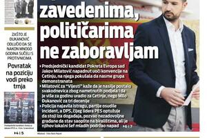Naslovna strana "Vijesti" za subotu, 11. mart 2023. godine